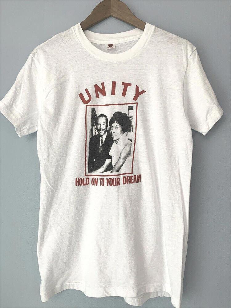VTG Unity Hold On To Your Dream Hanes 70s MLK Shirt Martin Luther King Jr RARE M